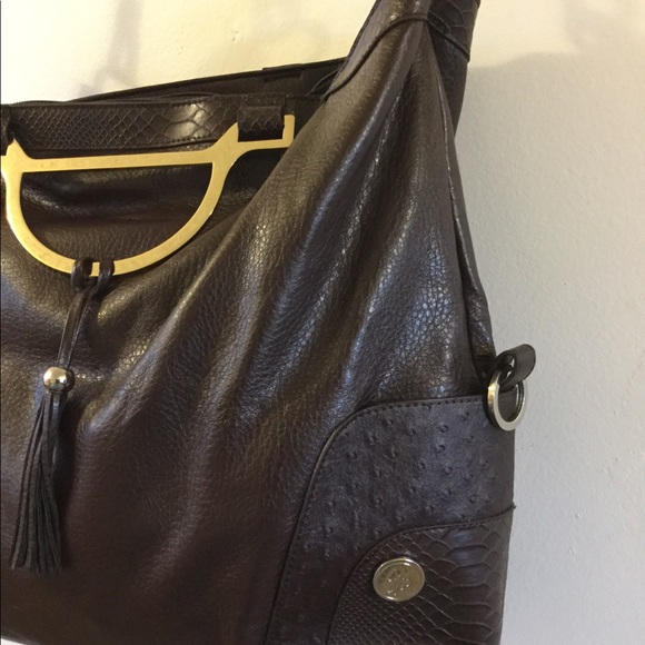 JOY MANGANO Brown Purse Bag Expandable New - Picture 3 of 6